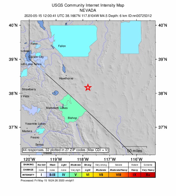 Did You Feel It? map: shaking reported by the public
