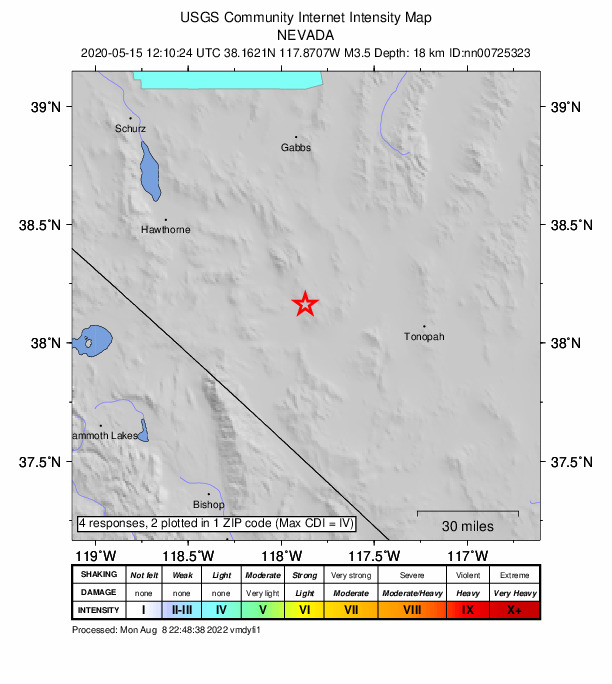 Did You Feel It? map: shaking reported by the public