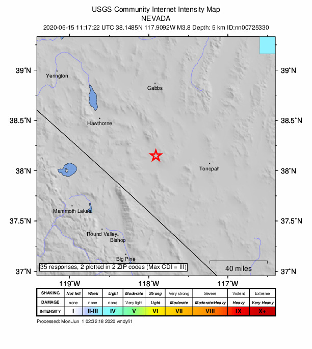 Did You Feel It? map: shaking reported by the public