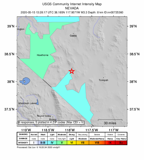 Did You Feel It? map: shaking reported by the public