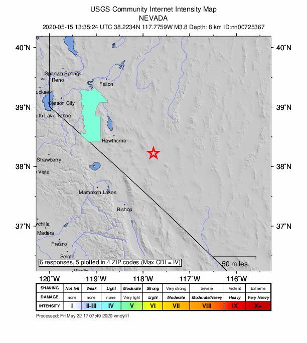 Did You Feel It? map: shaking reported by the public