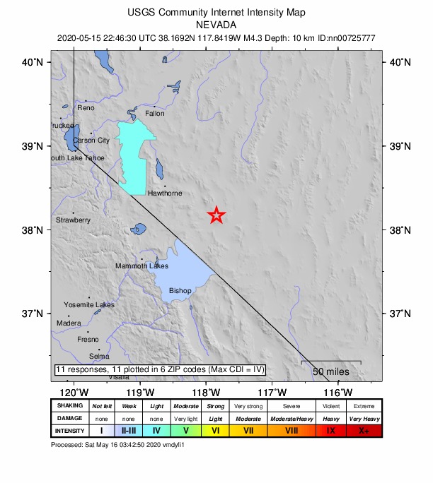 Did You Feel It? map: shaking reported by the public