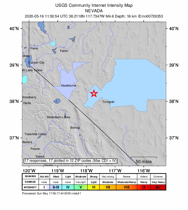 Did You Feel It? map: shaking reported by the public