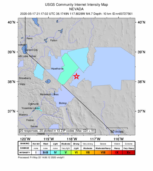 Did You Feel It? map: shaking reported by the public