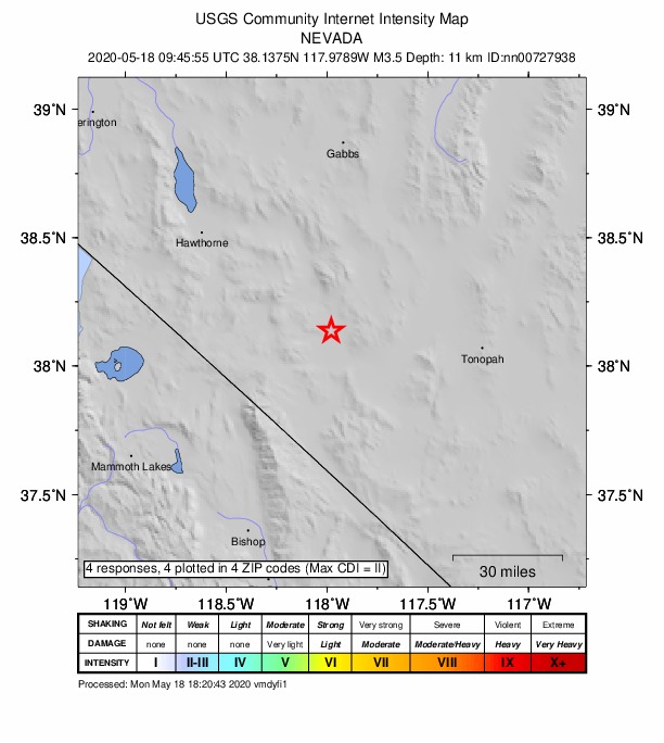 Did You Feel It? map: shaking reported by the public