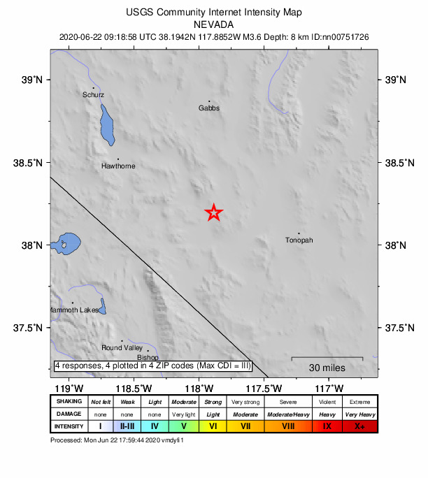 Did You Feel It? map: shaking reported by the public