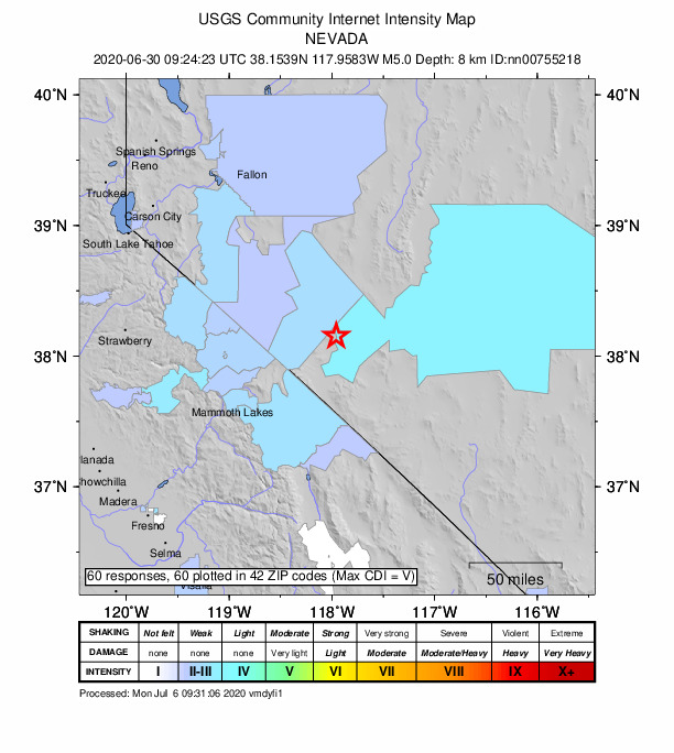 Did You Feel It? map: shaking reported by the public