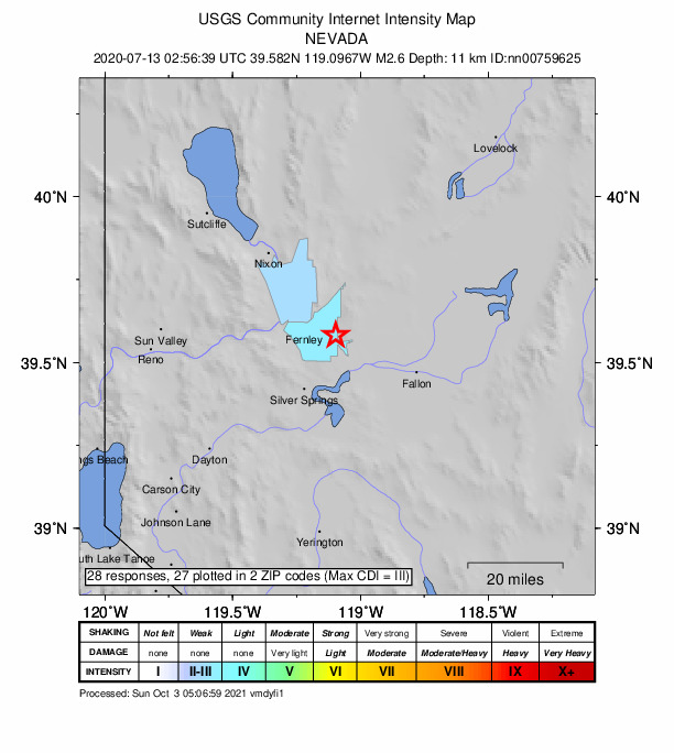 Did You Feel It? map: shaking reported by the public