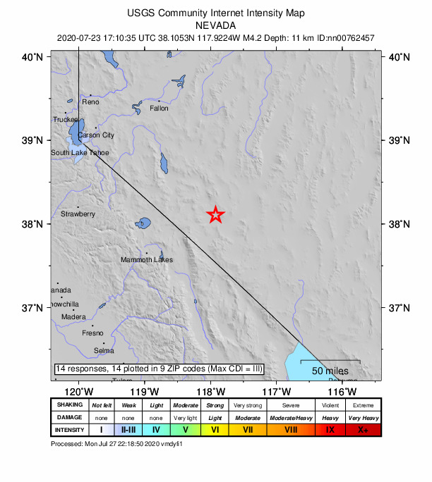 Did You Feel It? map: shaking reported by the public