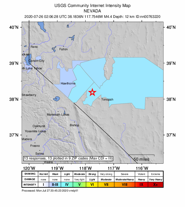 Did You Feel It? map: shaking reported by the public