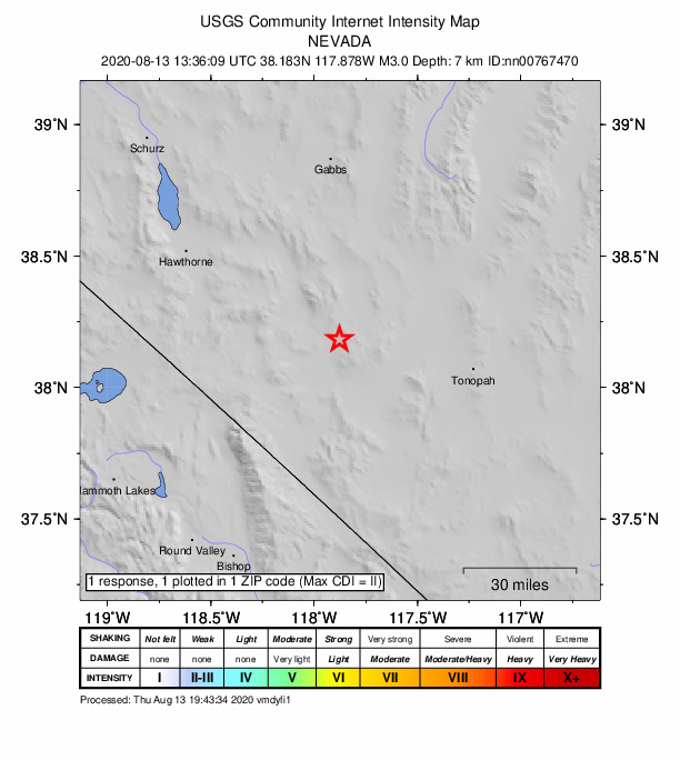 Did You Feel It? map: shaking reported by the public
