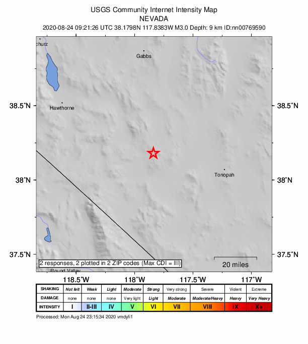 Did You Feel It? map: shaking reported by the public