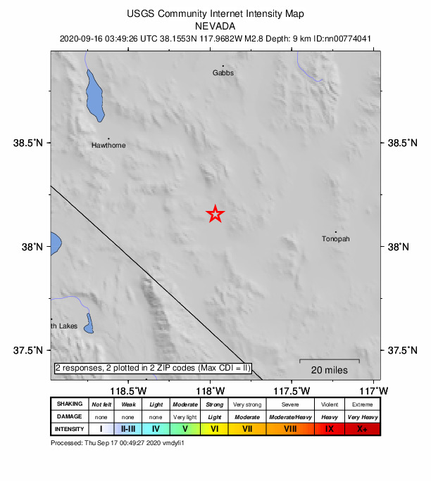 Did You Feel It? map: shaking reported by the public