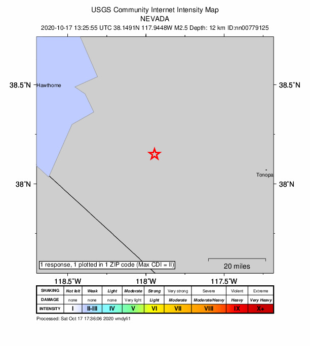 Did You Feel It? map: shaking reported by the public