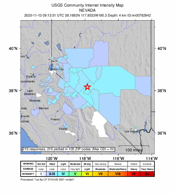 Did You Feel It? map: shaking reported by the public