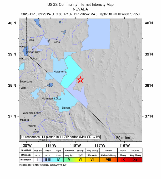 Did You Feel It? map: shaking reported by the public