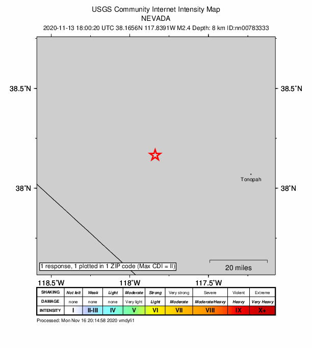 Did You Feel It? map: shaking reported by the public