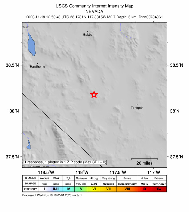 Did You Feel It? map: shaking reported by the public