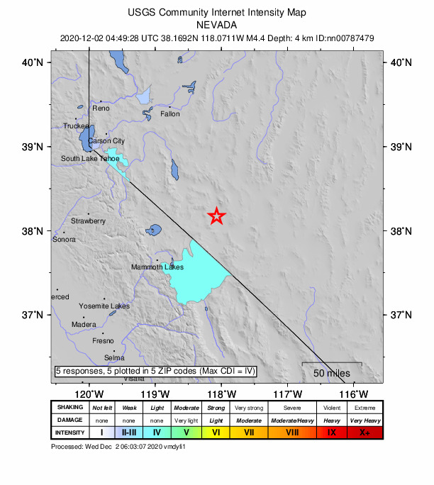 Did You Feel It? map: shaking reported by the public