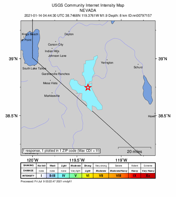 Did You Feel It? map: shaking reported by the public