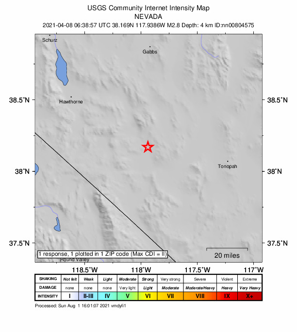 Did You Feel It? map: shaking reported by the public