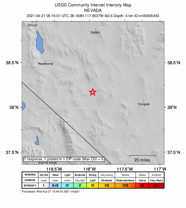 Did You Feel It? map: shaking reported by the public