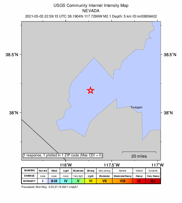 Did You Feel It? map: shaking reported by the public