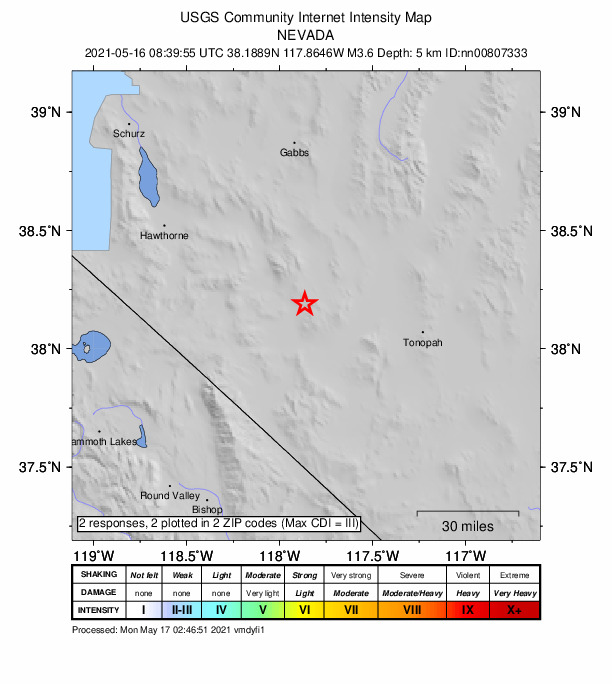 Did You Feel It? map: shaking reported by the public