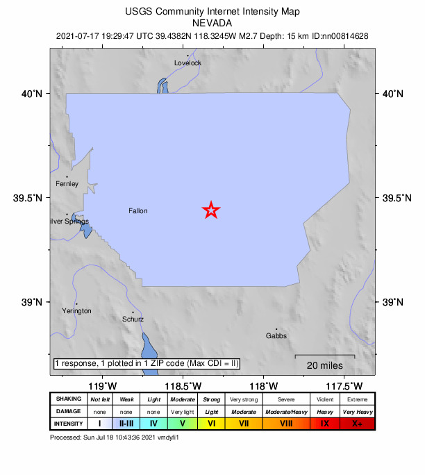Did You Feel It? map: shaking reported by the public