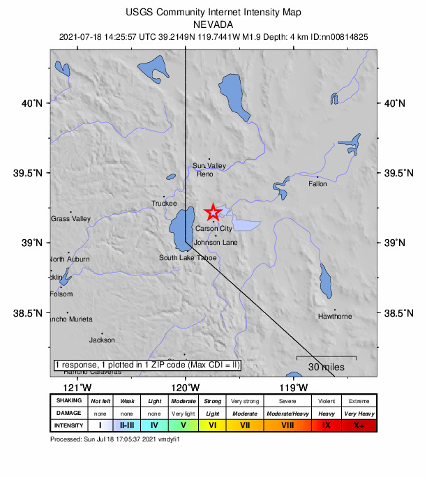 Did You Feel It? map: shaking reported by the public
