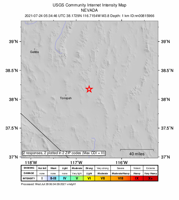 Did You Feel It? map: shaking reported by the public
