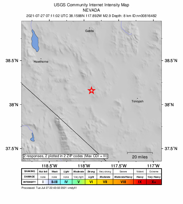 Did You Feel It? map: shaking reported by the public
