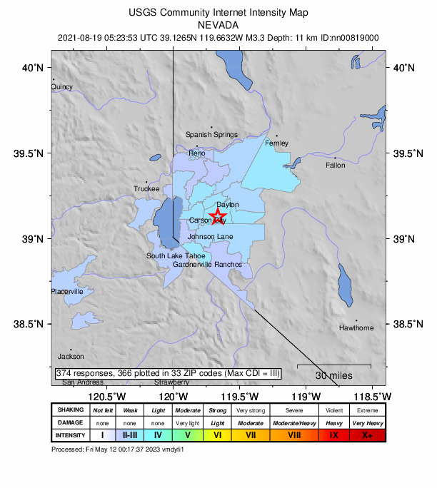 Did You Feel It? map: shaking reported by the public