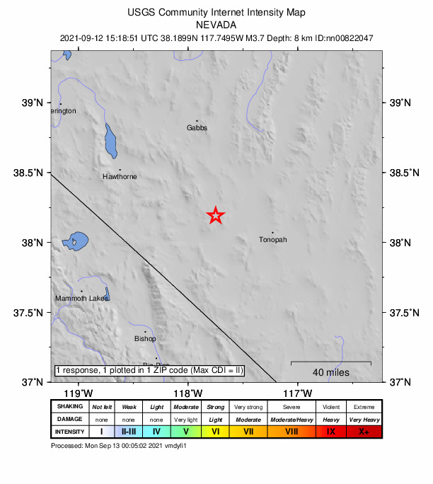 Did You Feel It? map: shaking reported by the public