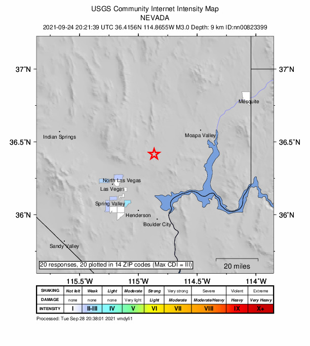 Did You Feel It? map: shaking reported by the public