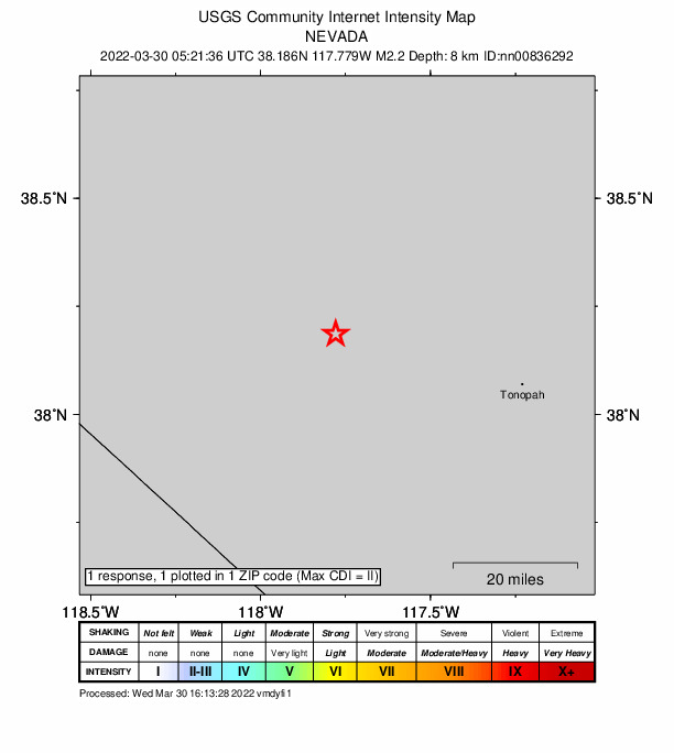 Did You Feel It? map: shaking reported by the public
