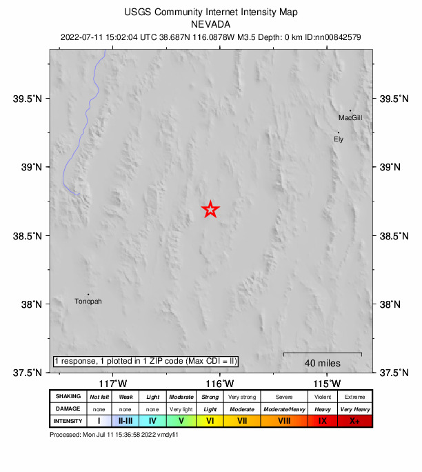 Did You Feel It? map: shaking reported by the public