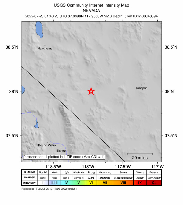 Did You Feel It? map: shaking reported by the public