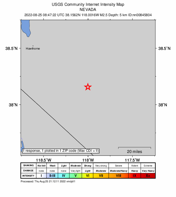Did You Feel It? map: shaking reported by the public