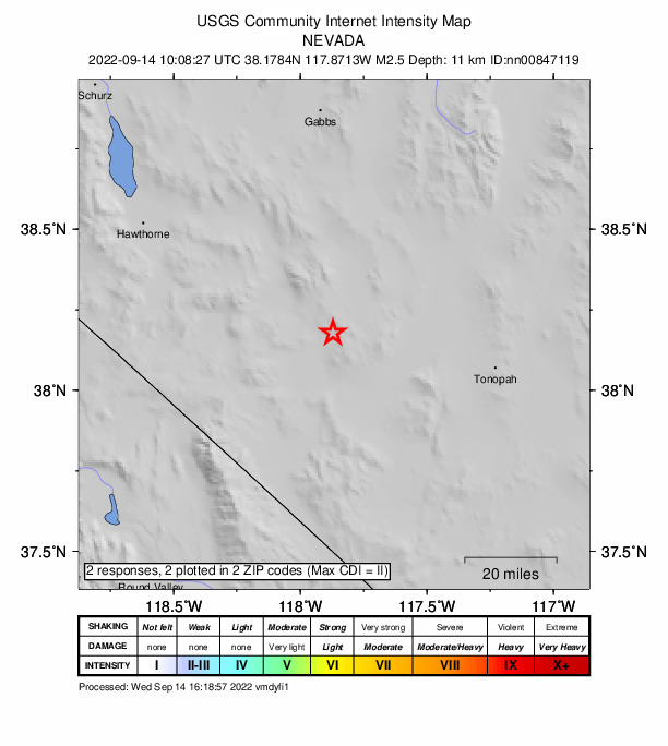 Did You Feel It? map: shaking reported by the public