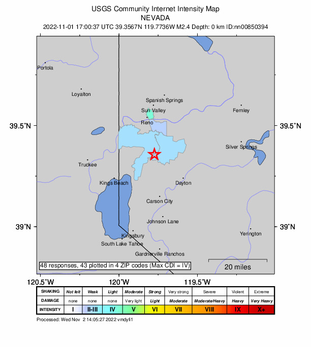 Did You Feel It? map: shaking reported by the public