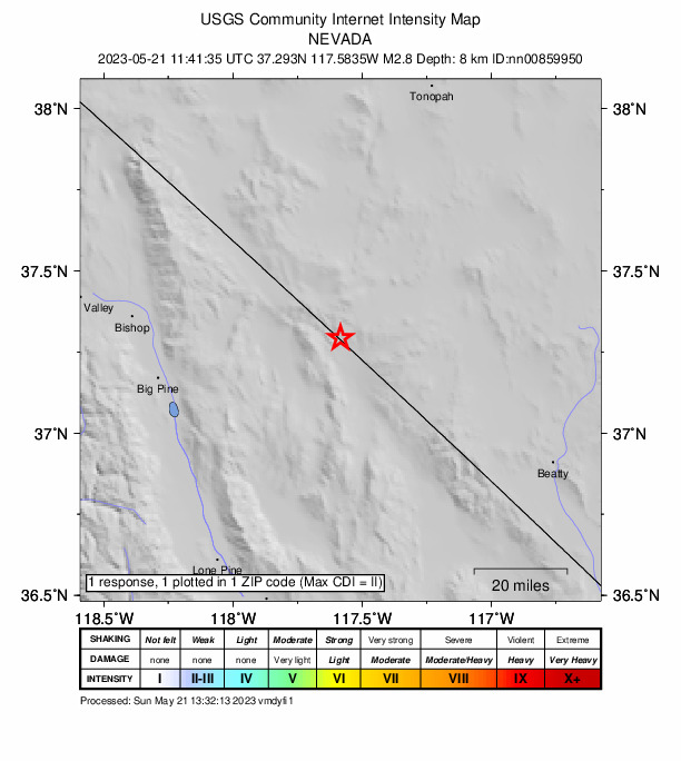 Did You Feel It? map: shaking reported by the public