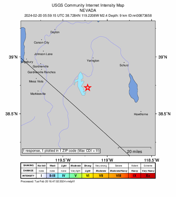 Did You Feel It? map: shaking reported by the public