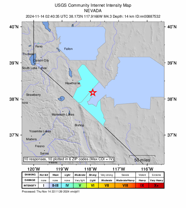 Did You Feel It? map: shaking reported by the public