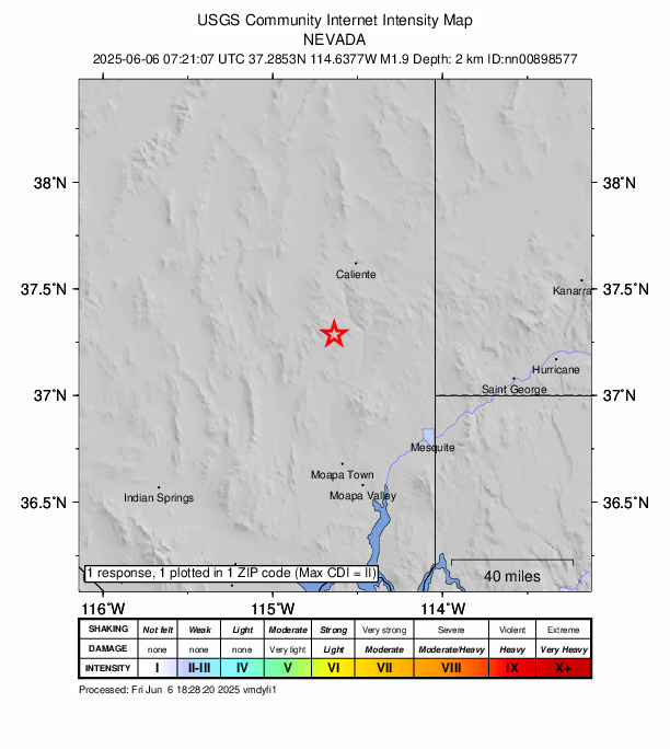 Did You Feel It? map: shaking reported by the public