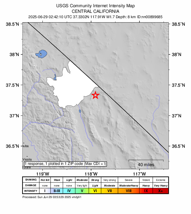 Did You Feel It? map: shaking reported by the public