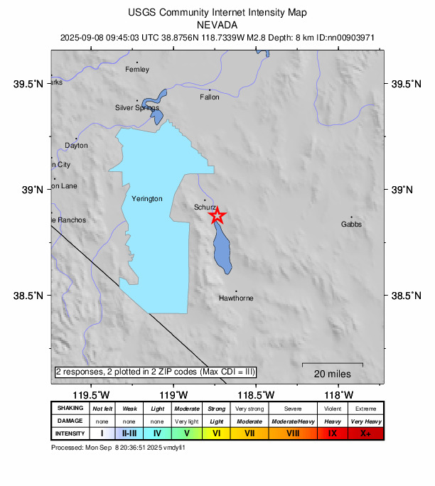 Did You Feel It? map: shaking reported by the public