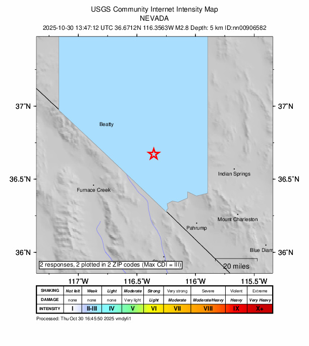 Did You Feel It? map: shaking reported by the public