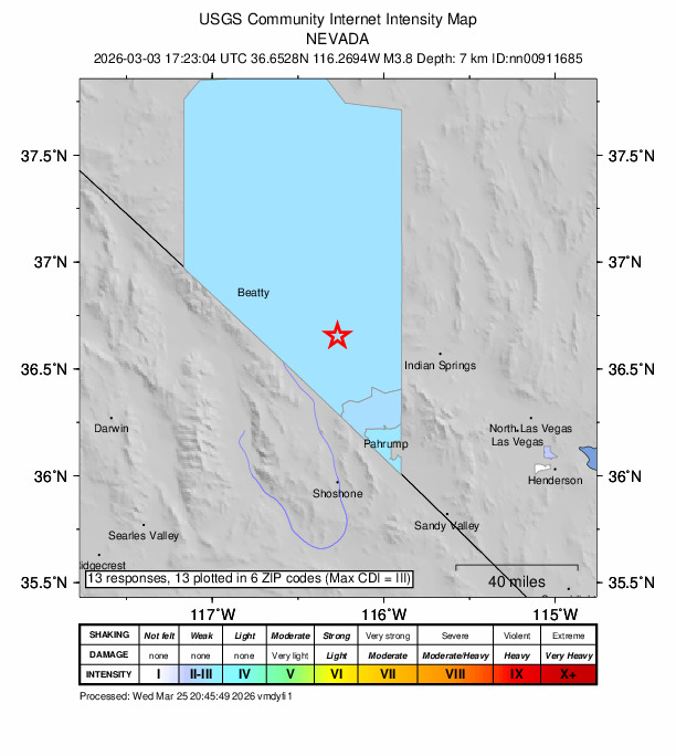 Did You Feel It? map: shaking reported by the public