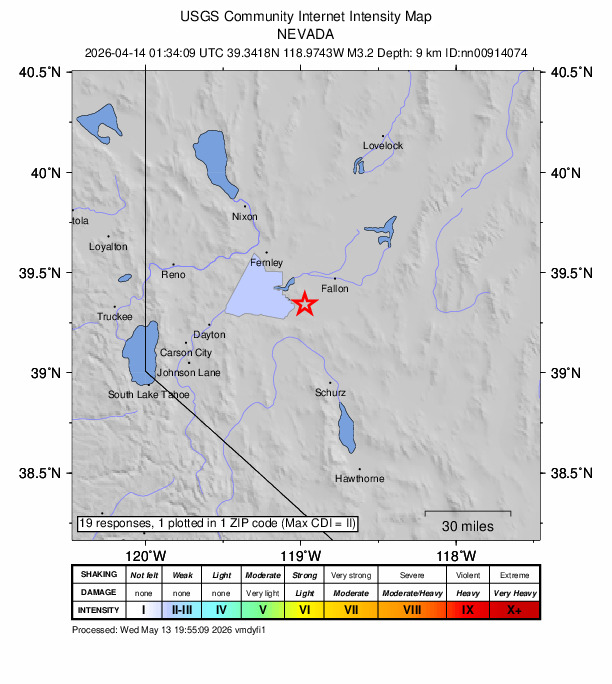 Did You Feel It? map: shaking reported by the public